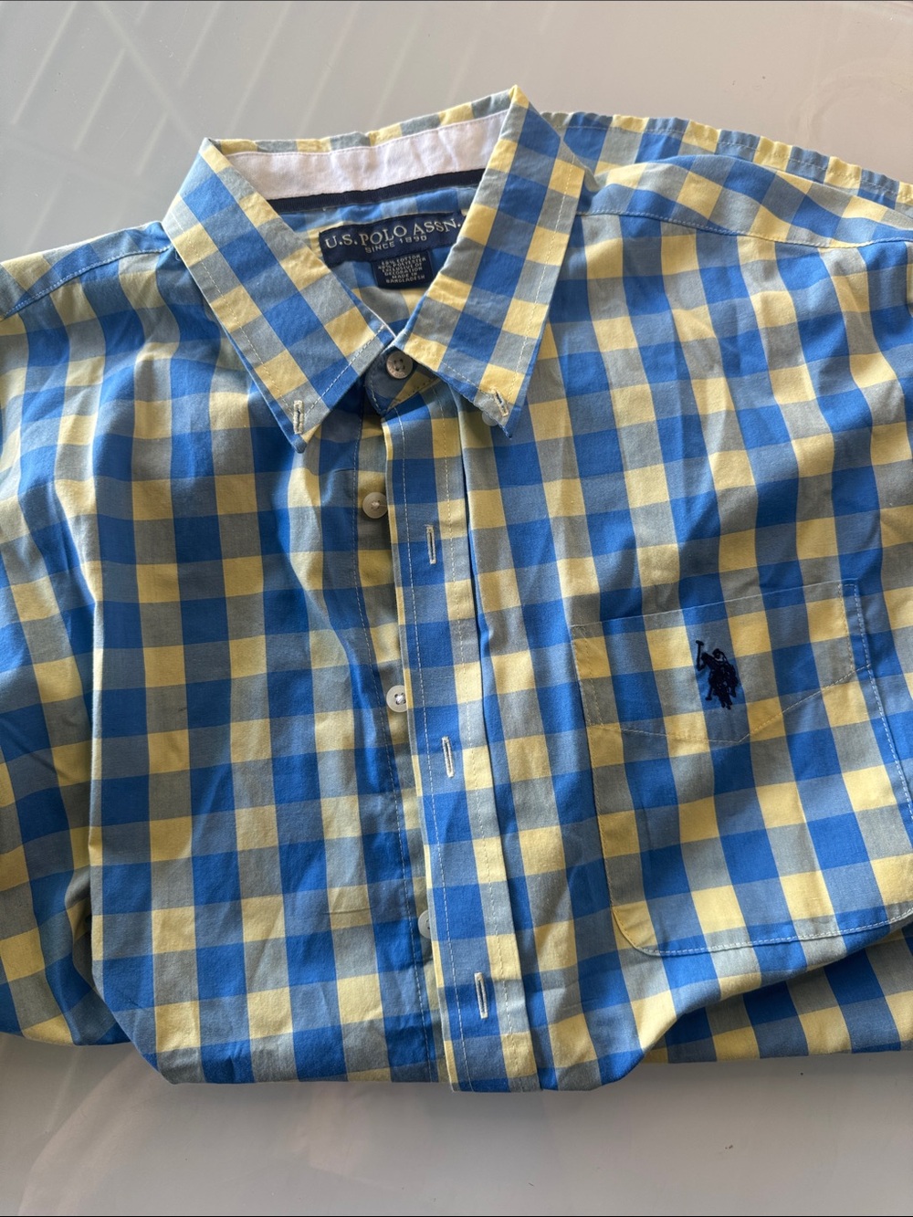 U.S. Polo Assn. Blue and Yellow Gingham Button-Down Shirt